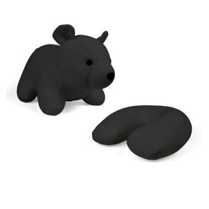 Kikkerland Black Bear zip and flip kids travel pillow stuffy